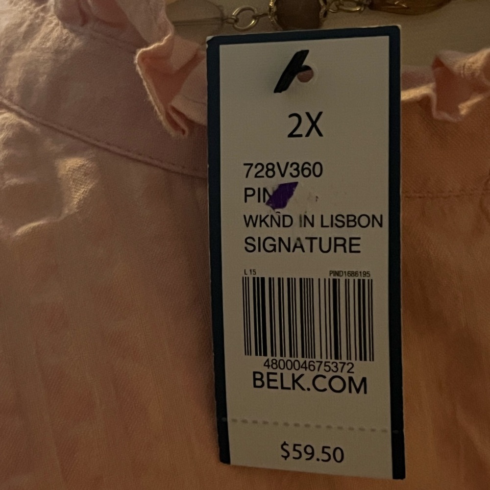 Crown & Ivy NWT Pink Ruffled Top - 2X